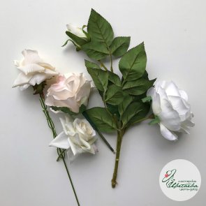 Искусственная белая роза микс