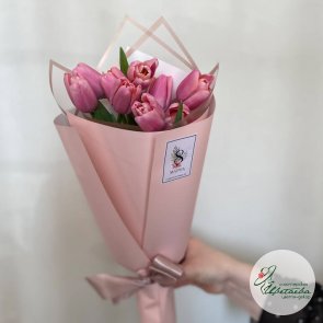 Букет из 9 нежно-розовых тюльпанов