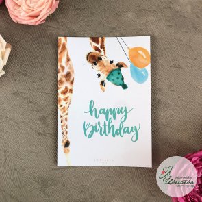 Открытка «Happy birthday» с жирафом (№4)