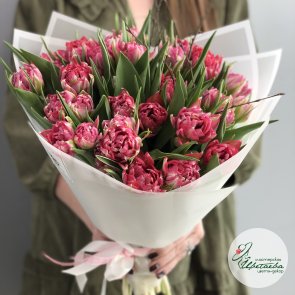 Букет из 25 пионовидных тюльпанов